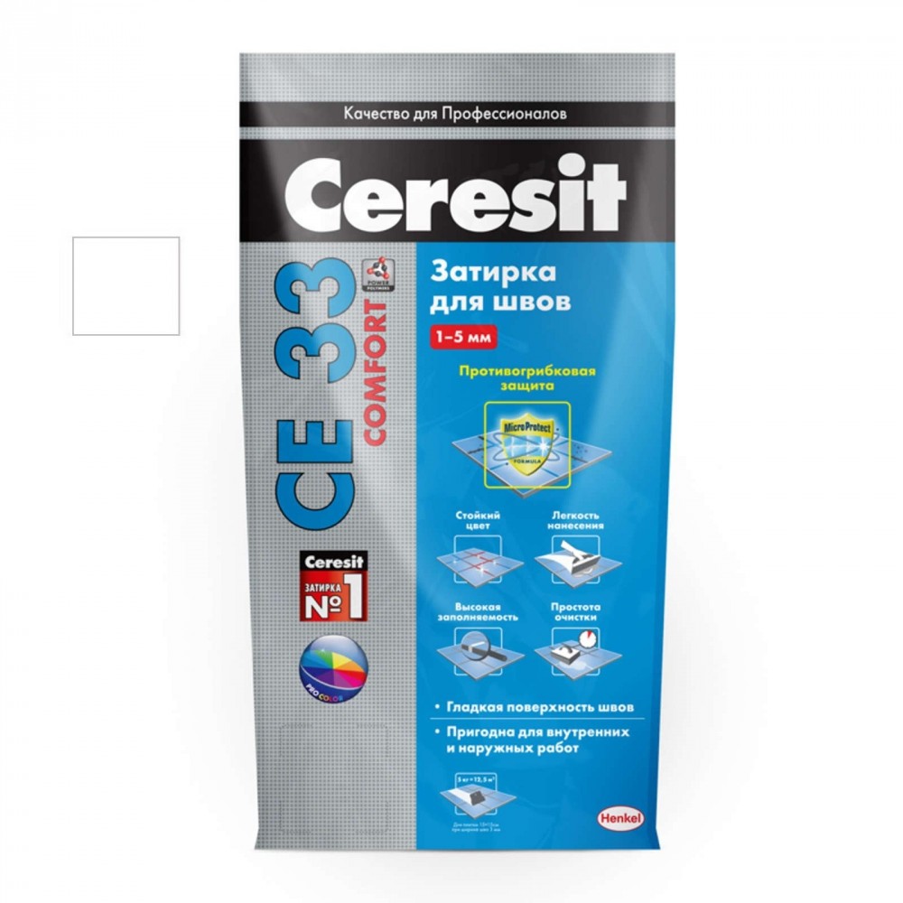Затирка для узких швов (до 6 мм) Henkel Ceresit CE 33 белая (5 кг)