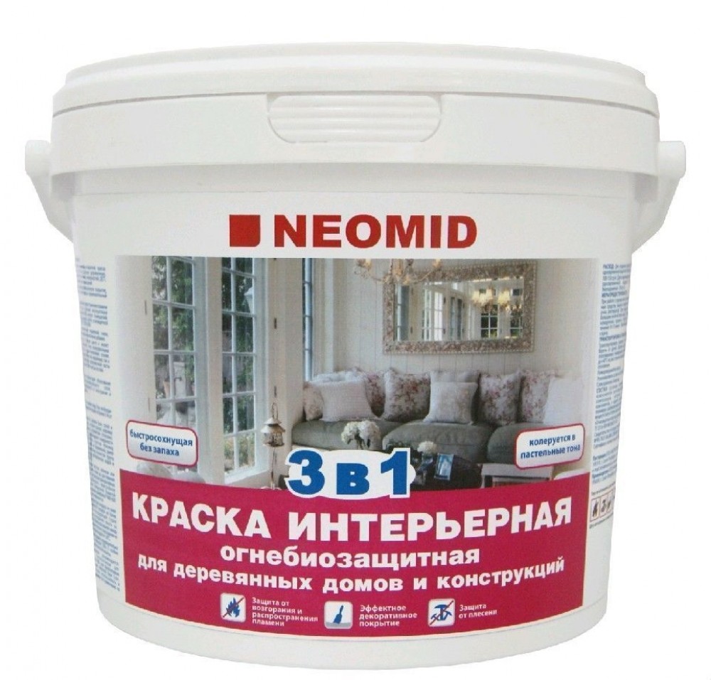 Краска интерьерная огнебиозащитная Neomid 3 в 1 (5 кг)