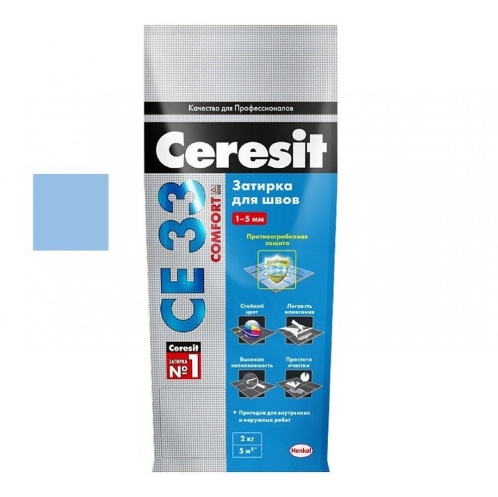 Затирка для узких швов (до 6 мм) Henkel Ceresit CE 33 голубая (2 кг)