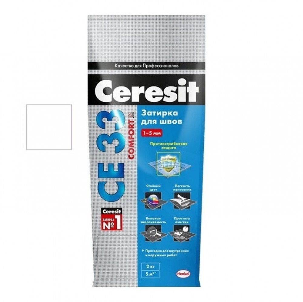 Затирка для узких швов (до 6 мм) Henkel Ceresit CE 33 белая (2 кг)