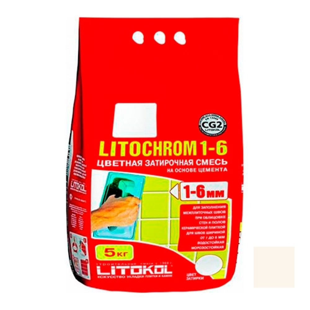 Затирка LITOKOL LITOCHROM 1-6 C.50 светло-бежевый/жасмин 5 кг