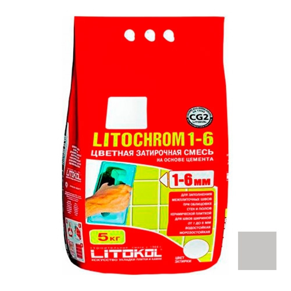 Затирка LITOKOL LITOCHROM 1-6 C.30 жемчужно-серый 5 кг